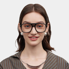 Athena Black Frame Glasses with Aviator Frame Online | ZEELOOL