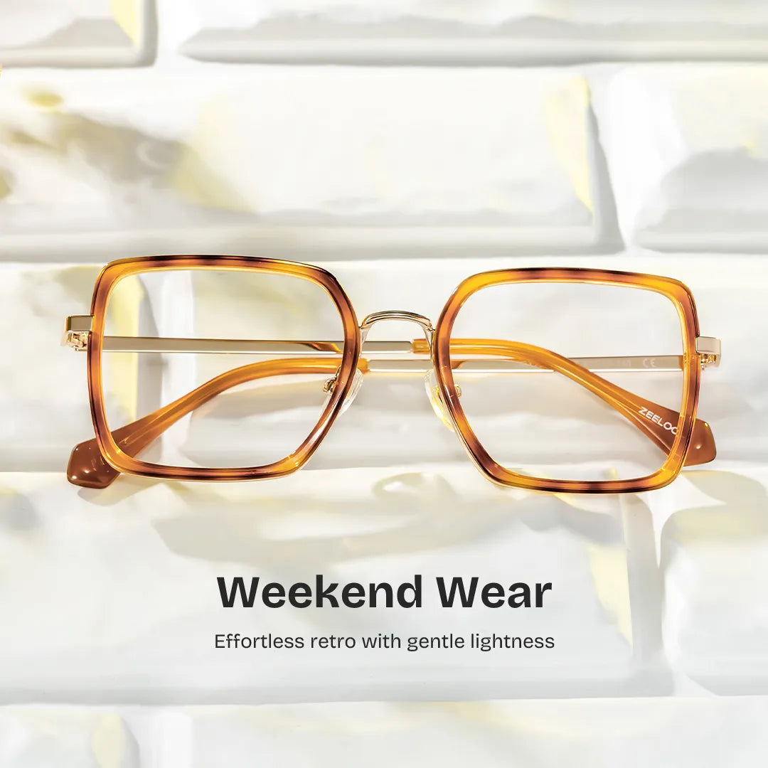 Shane Amber Frame Glasses with Square Frame Online | ZEELOOL