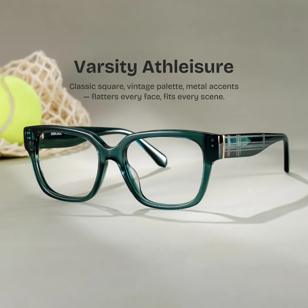 Blake Green Square Glasses | Nostalgic Varsity Frame
