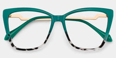 Awilda Cateye Green Eyeglasses with Two-Tone Frames