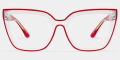 Mirta Square Glasses with Clear Frame and Red Edge