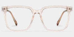 Thin Beige Frame Glasses With Square Shape