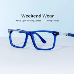 Emerson Eyeglasses in Rectangle Blue Frame | Zeelool