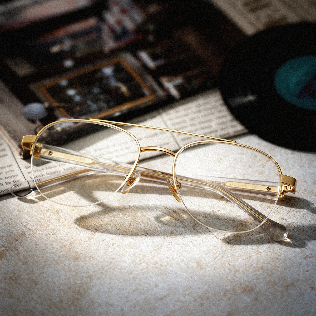 Emily Light Gold Frame Glasses with Aviator Frame Online | ZEELOOL