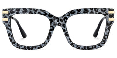 Square Cat-Eye Glasses With Gray Leopard