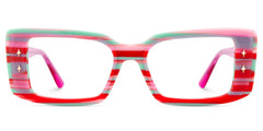 Women's Rectangle Eyeglasses Frames With Red and Green Color