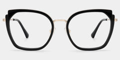 Black Metal Frame Glasses With Wide Size For Women