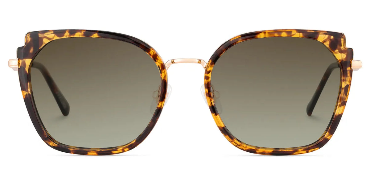 Tortoise Metal Frame Glasses With Wide Size For Women