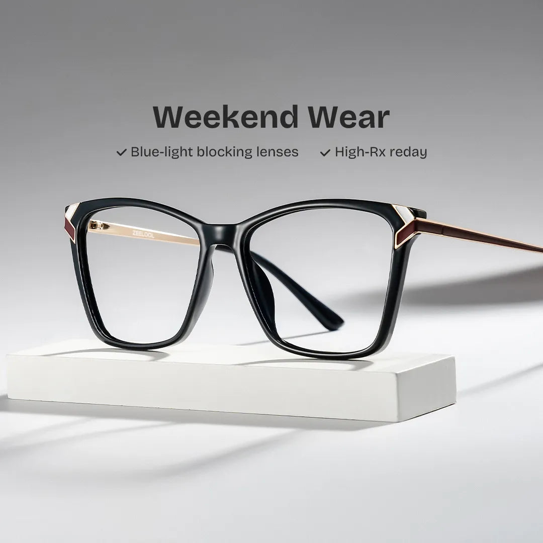 Mia thin black square frame glasses Online | ZEELOOL