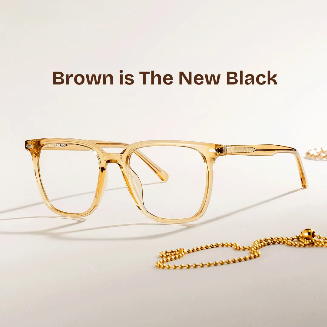 Eliza Clear Beige Glasses with Square Frames | ZEELOOL