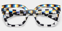 Geek Chic Malcolm Checkered Square Frame Glasses