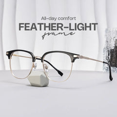 Oversized Browline Glasses With Black and Matte Gold Color