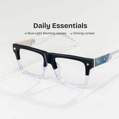 Trent Eyeglasses in Rectangle Black Clear Frame | Zeelool
