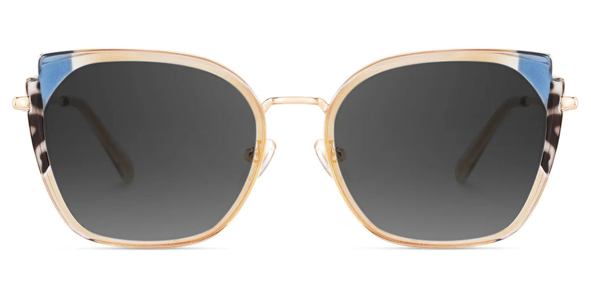 Beige Metal Frame Glasses With Wide Size For Women