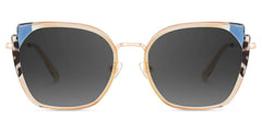 Beige Metal Frame Glasses With Wide Size For Women