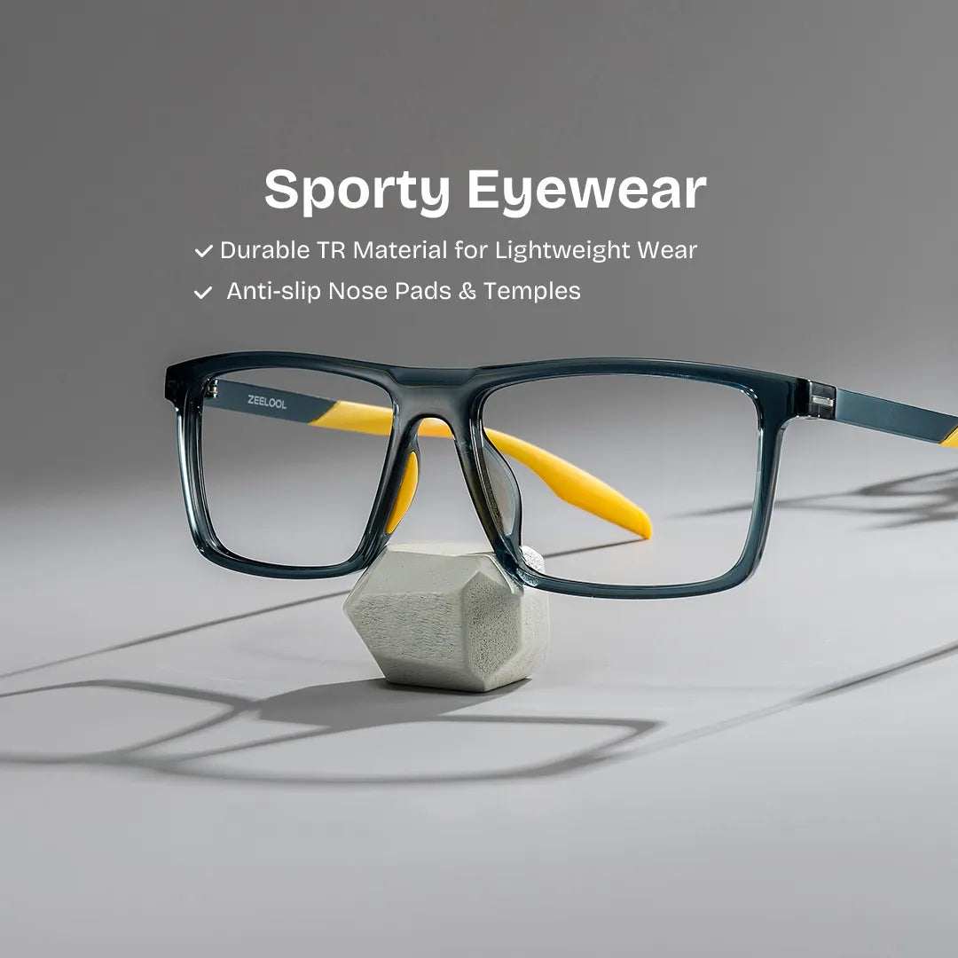 Active Blue Yellow Frame Glasses with Rectangle Frame Online | ZEELOOL