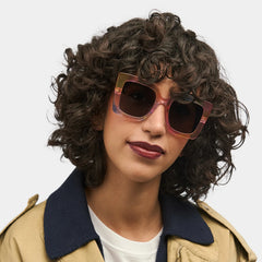 Qatar Square Rainbow Painted Thick Big Frame Sunglasses