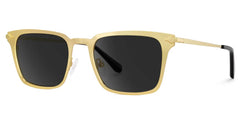 Gold Metal Frame Glasses With a Rectangle Shape