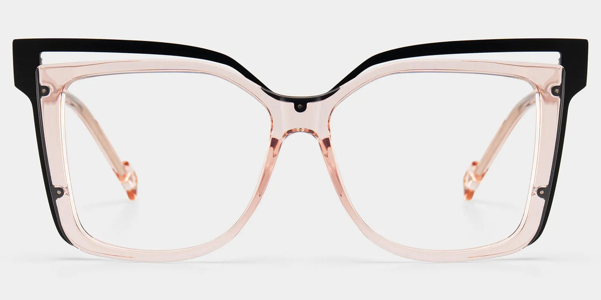 Twolla Square Beige Glasses and Black Edge Frame