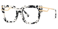 Square Cat-Eye Glasses With Cow Pattern