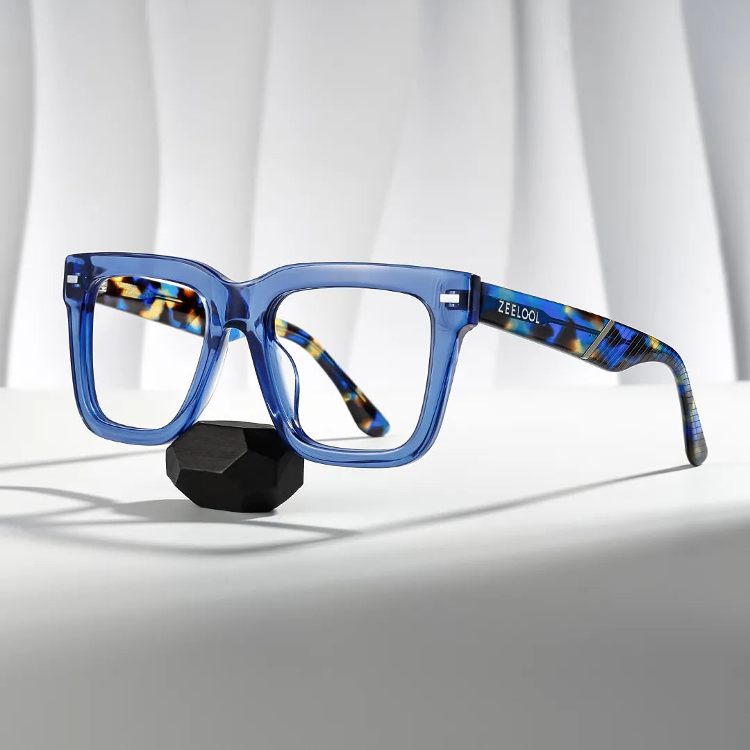 Thick Blue Frame Glasses For Men