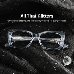 Leona Rectangle Clear Glitter Eyeglasses for Women | ZEELOOL