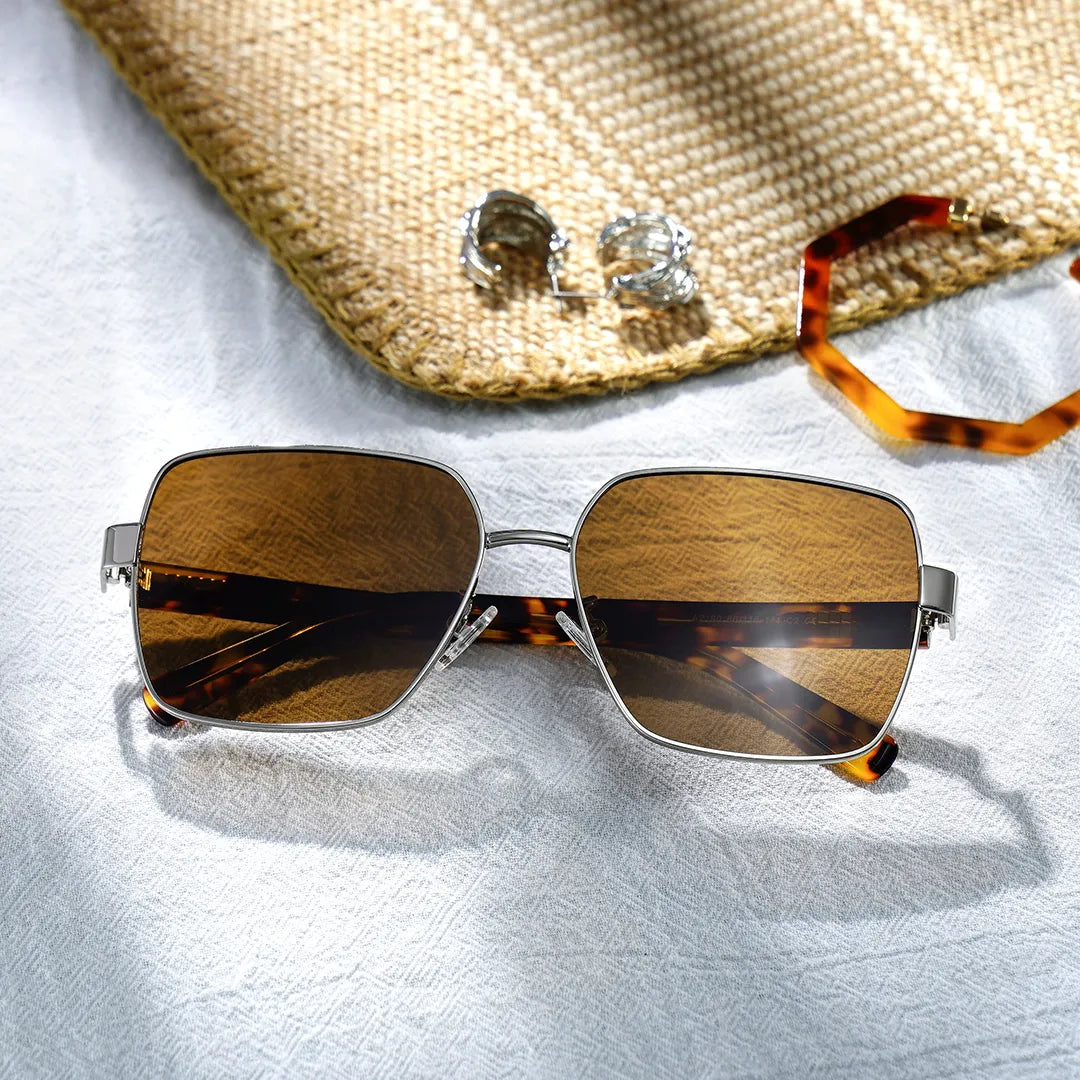 Sahara brown Frame Polarized Sunglasses with square Style Online | ZEELOOL