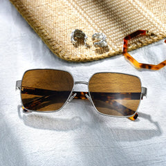 Sahara brown Frame Polarized Sunglasses with square Style Online | ZEELOOL