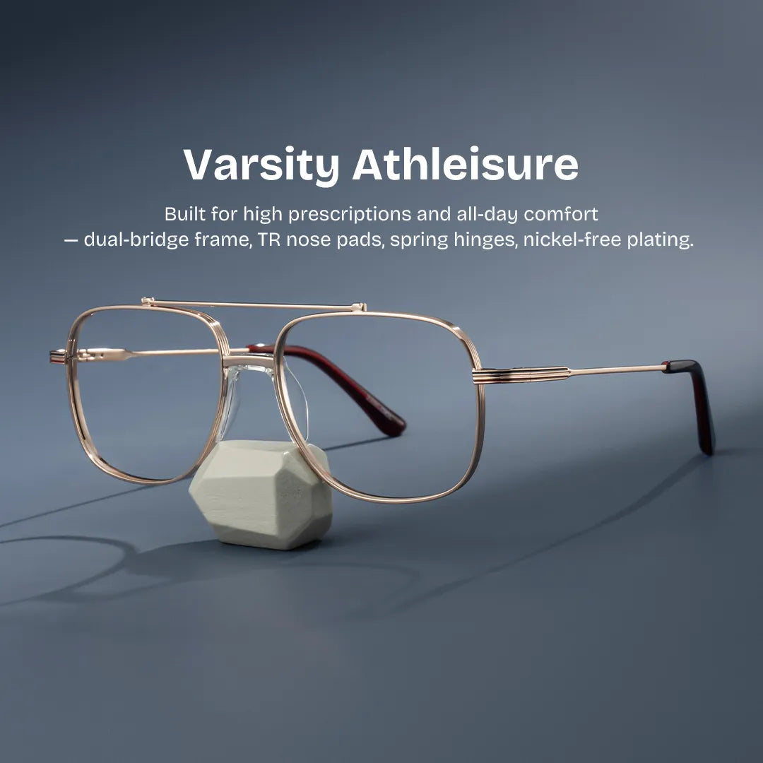 Poppy Gold Aviator Frame Glasses | Retro Athleisure