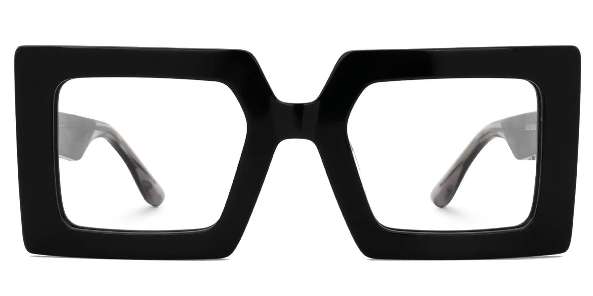 Tiffaney Black Square Glasses with Black Denim Temples