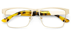Jasper Eyeglasses in Browline Gold Frame | Zeelool