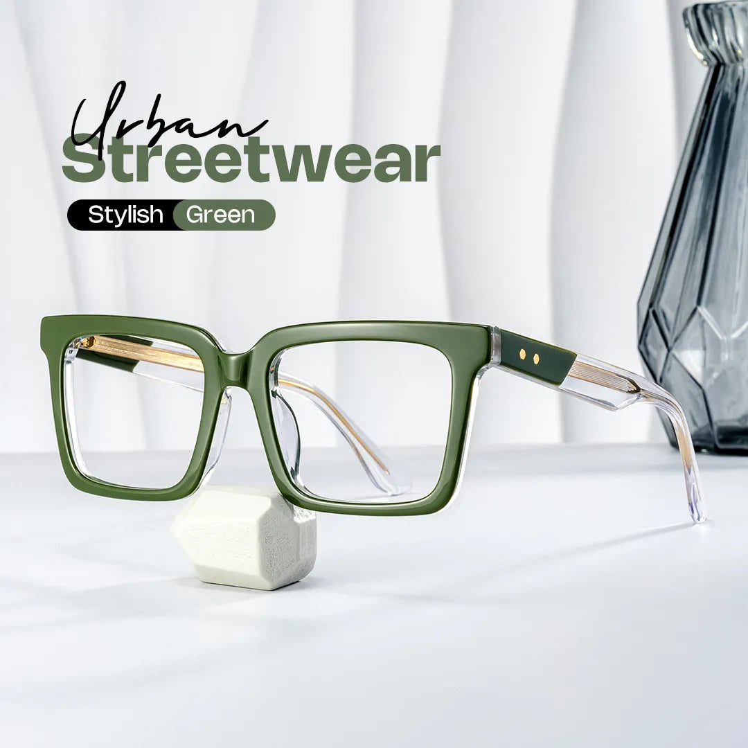 Green Square Frame Glasses - Hattie on Sale | Zeelool