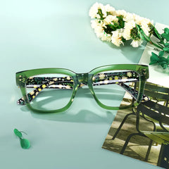 Zinnia Green Frame Glasses with Rectangle Frame Online | ZEELOOL