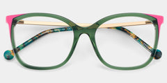Nico Eyeglasses in Square Green Pink Frame | Zeelool