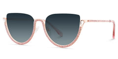 Half Frame Cat Eye Glasses With Shiny Pink Diamonds