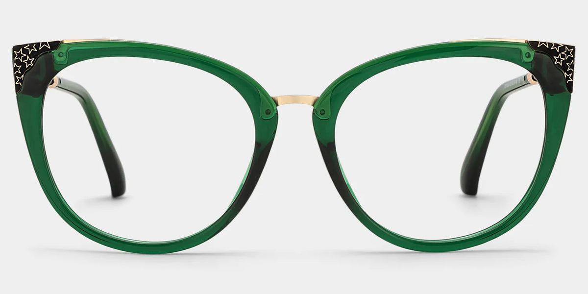 Dalton Cat Eye Dark Green Frame Glasses | Zeelool