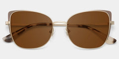 Tessa Khaki Gold Frame Glasses with Cat eye Frame Online | ZEELOOL