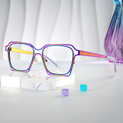 Foday Iridescent Frame Prescription Glasses with Geometric Shape