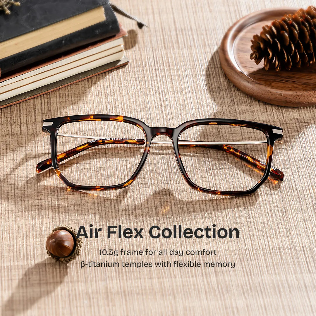 Michelle Rectangle Tortoise Eyeglasses in Lightweight Frame | ZEELOOL