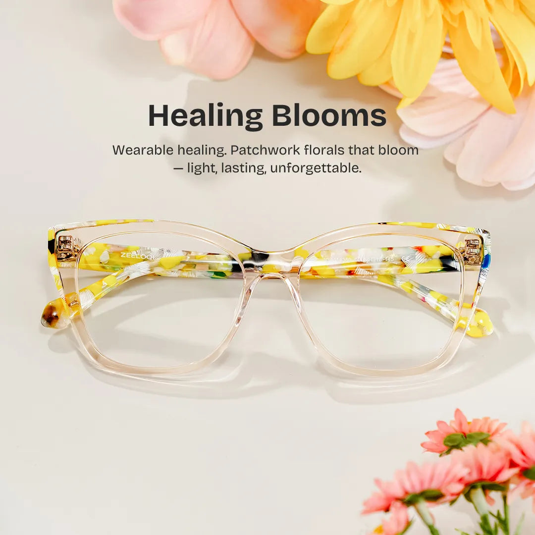 Maple Yellow Butterfly Eyeglasses with Flowers on Them | ZEELOOL