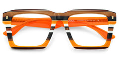 Large Square Prescription Glasses With Orange Brown Stripes