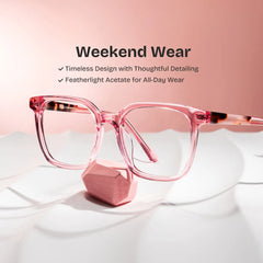 Freya Pink Frame Glasses with Square Frame Online | ZEELOOL