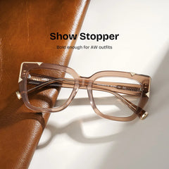 Dax Square Beige Frame Eyeglasses for Women| ZEELOOL