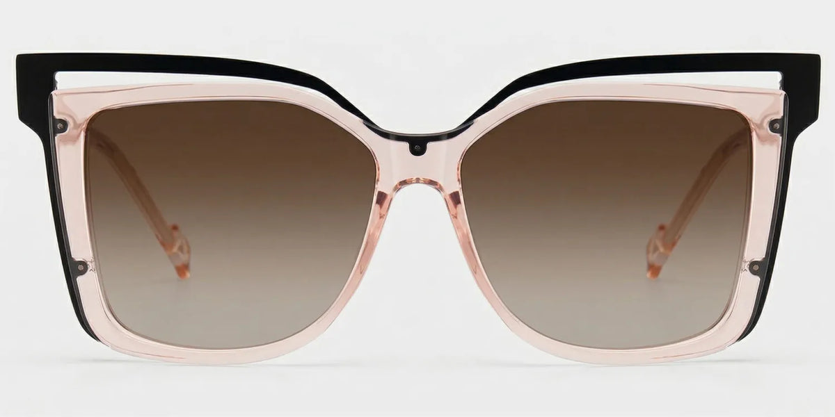 Twolla Square Beige Glasses and Black Edge Frame
