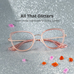Celine Clear Pink Cat-eye Eyeglass Frames with Bling for Ladies