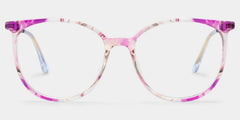 Chanty Floral Eyeglass Frames - Purple Round Mixed Glasses | ZEELOOL