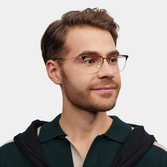 Browline Brown Eyeglasses- Cole Titanium Frame Glasses