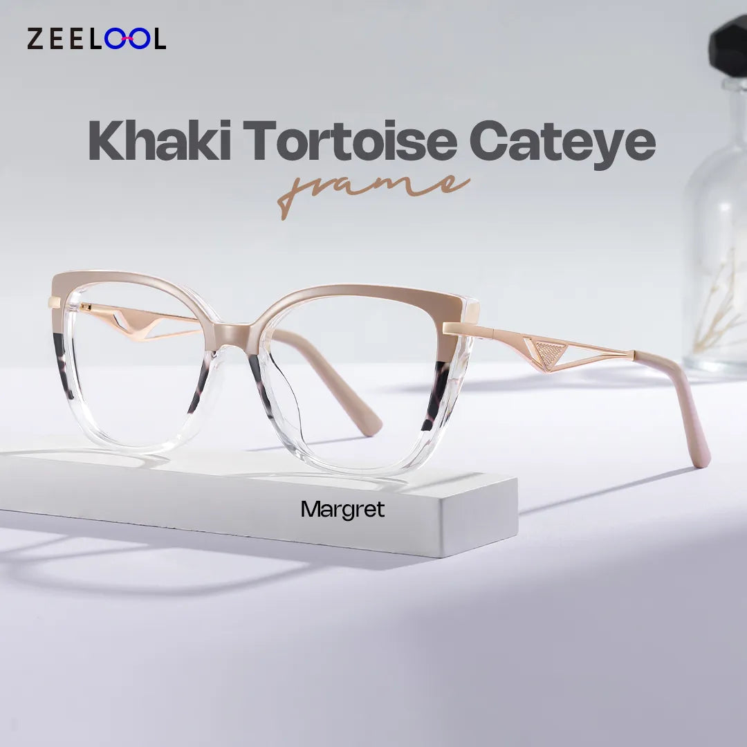 Cateye Shape Blue Light Blocking Glasses with Three Color Blocking