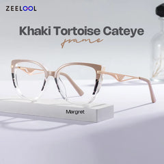 Cateye Shape Blue Light Blocking Glasses with Three Color Blocking