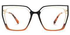 Quinn Black Orange Geometric Designer Metal Glasses Frames on Sale